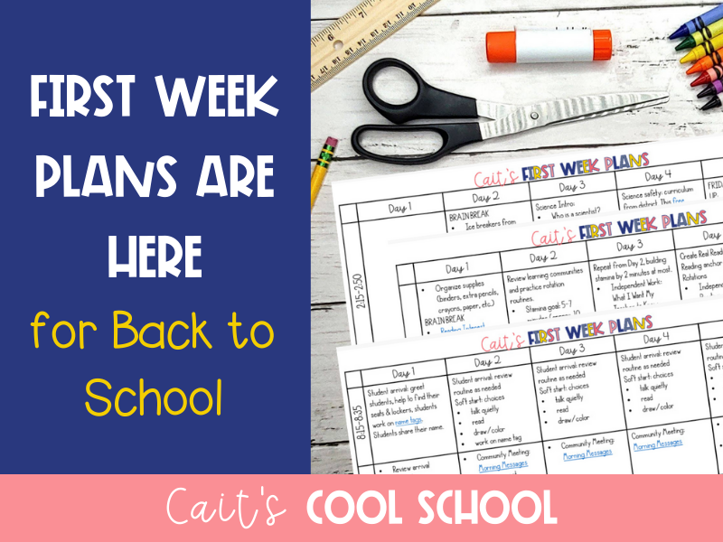 First Week Plans are Here for Back to School