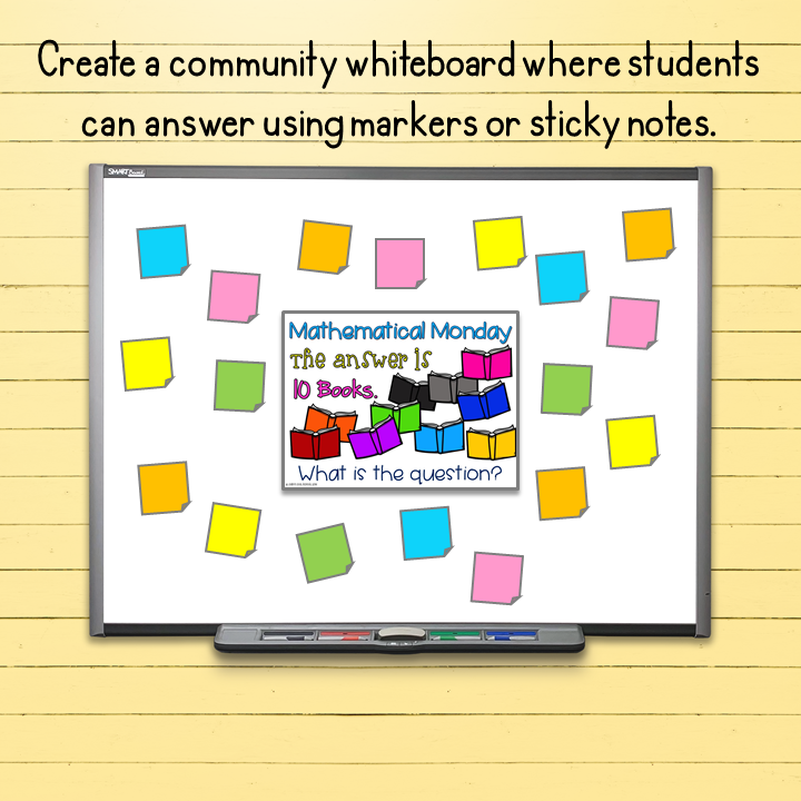 Text Create a community whiteboard where students can answer using markers or sticky notes